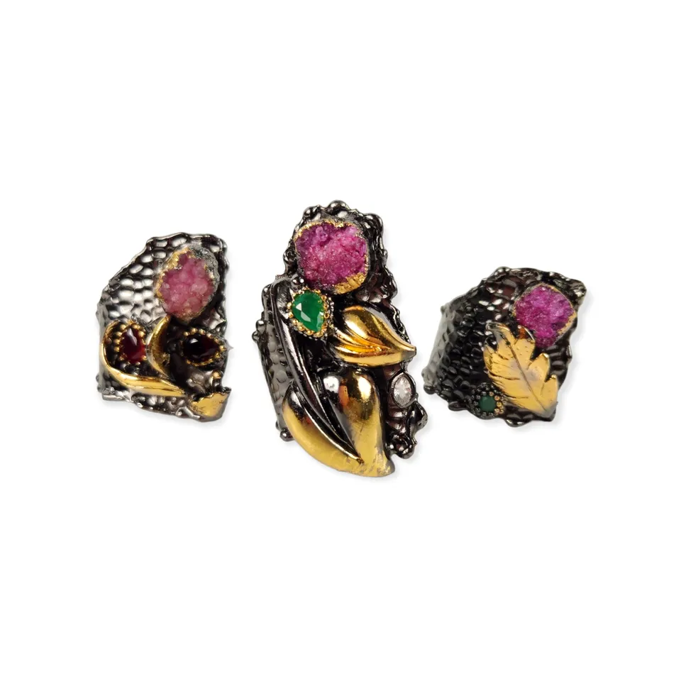 The Becky Wearable Art Druzy Cuff Ring Collection