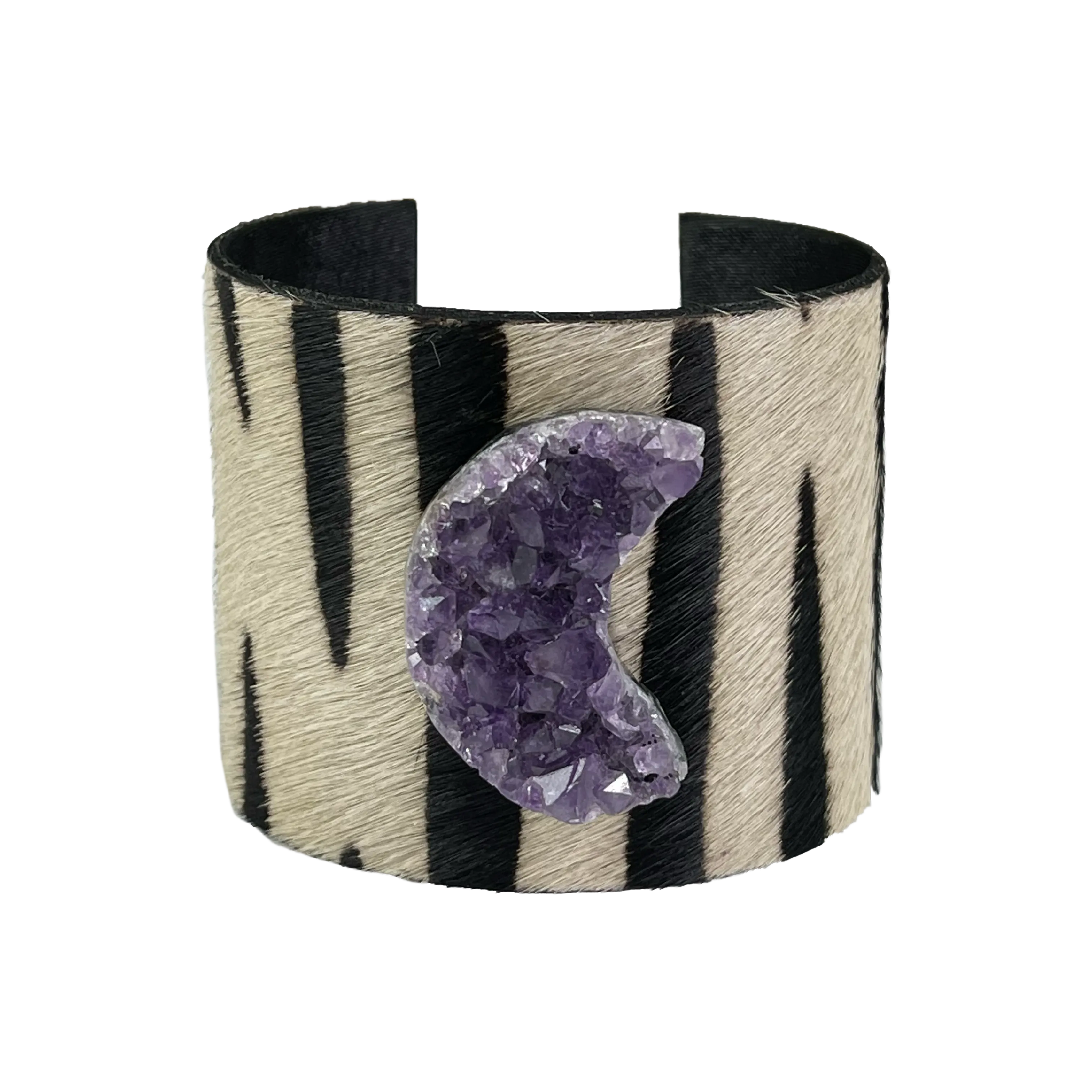 The Chasity Black and White Druzy Moon Cuff Collection