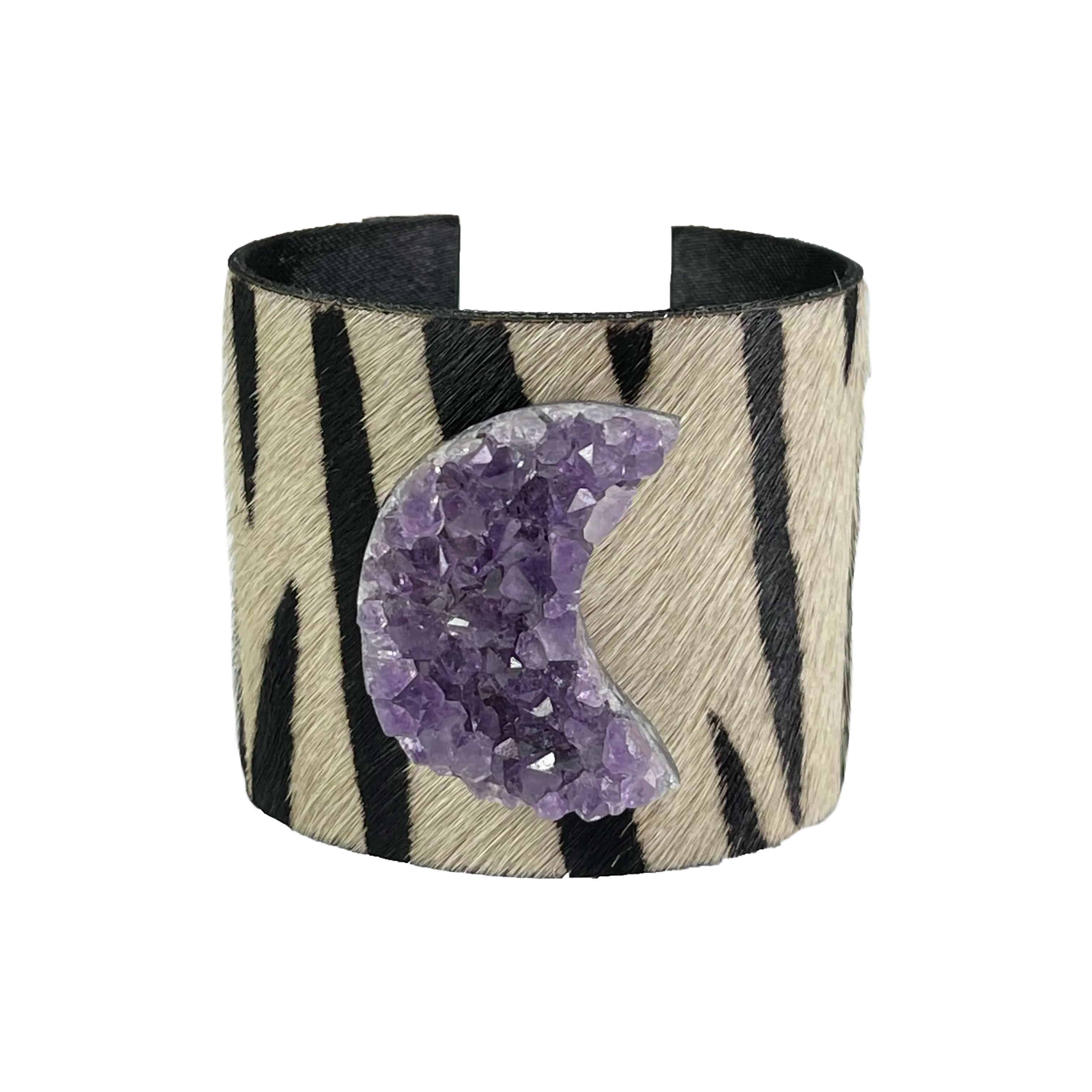 The Chasity Black and White Druzy Moon Cuff Collection