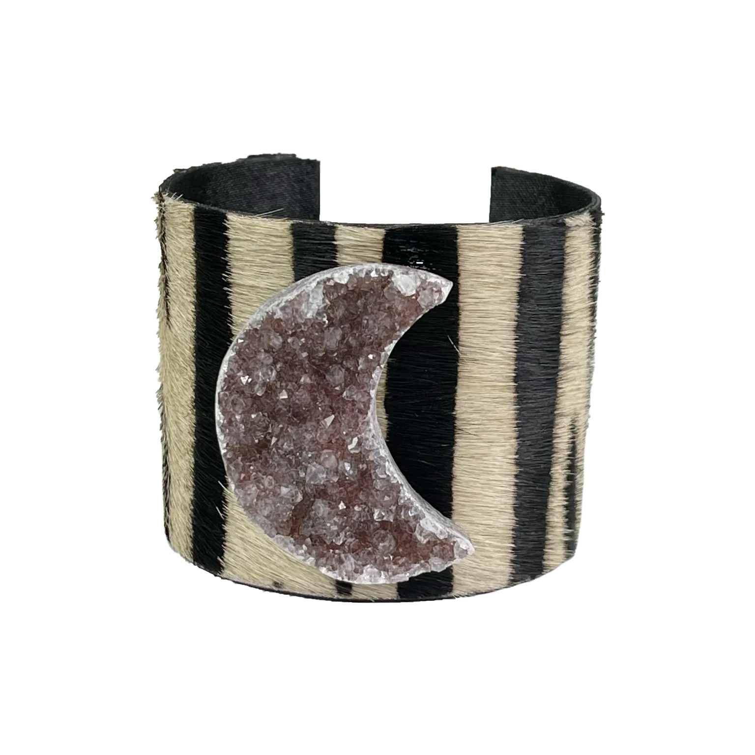 The Chasity Black and White Druzy Moon Cuff Collection