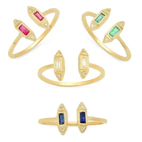 The Exquisite Open Cuff Precious Gem Ring