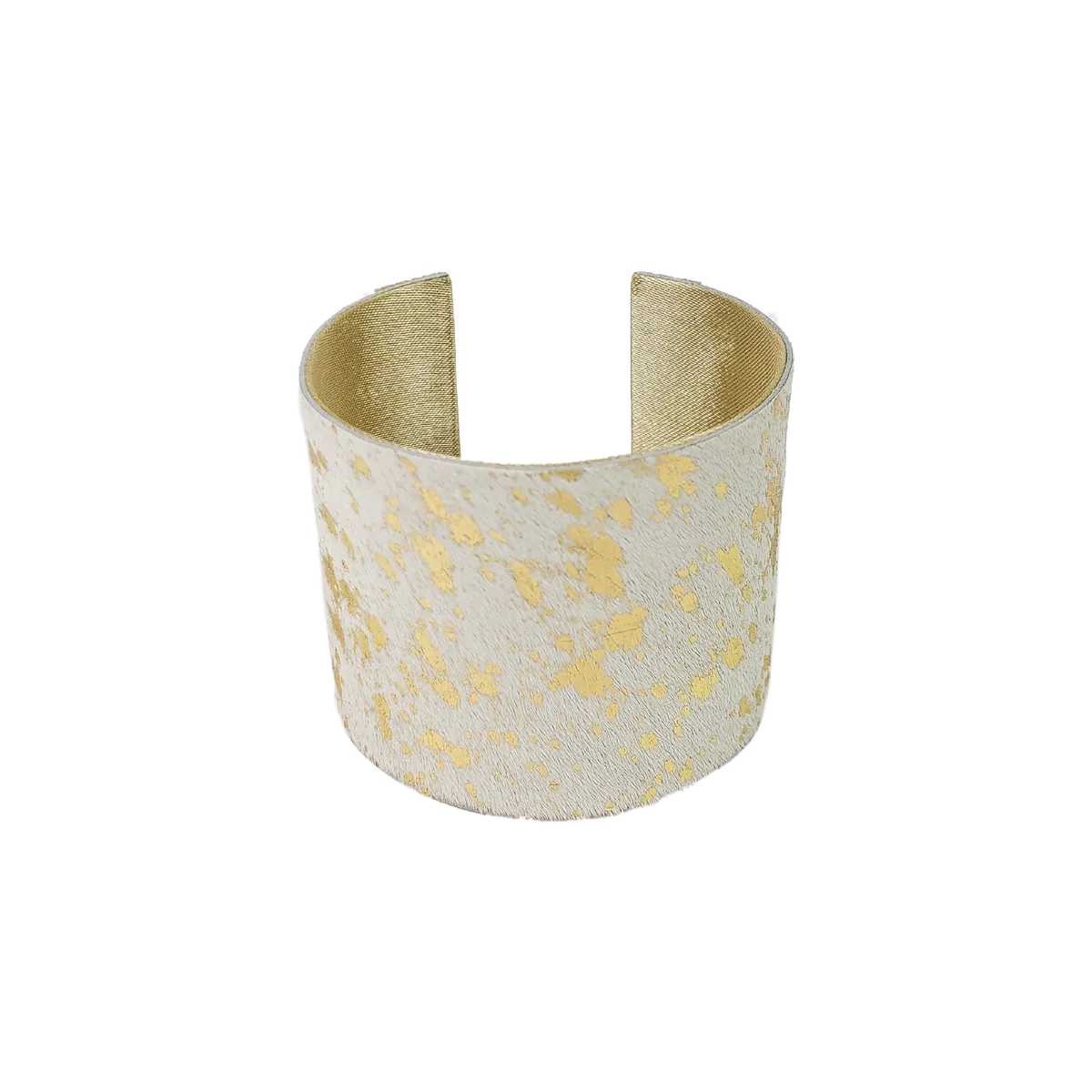 The Harlow Cream and Gold Cowhide Cuff Collection