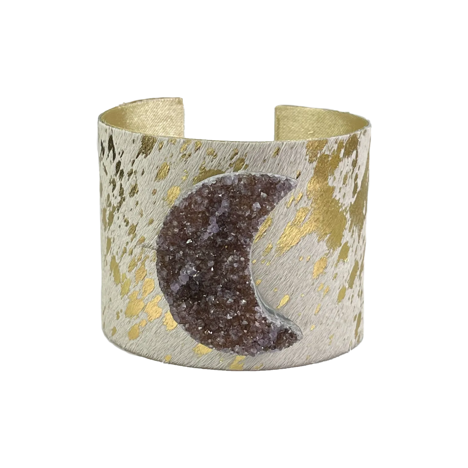 The Harlow Cream and Gold Cowhide Cuff Collection