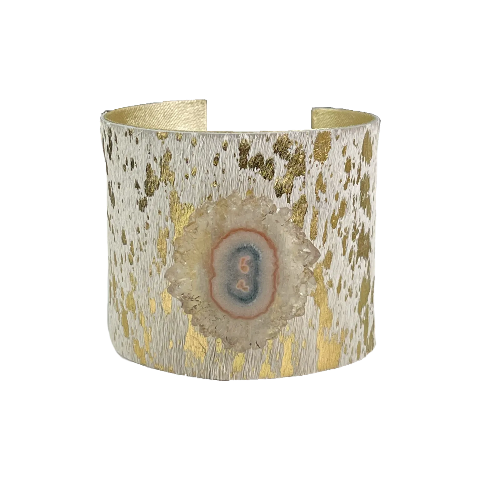 The Harlow Cream and Gold Cowhide Cuff Collection