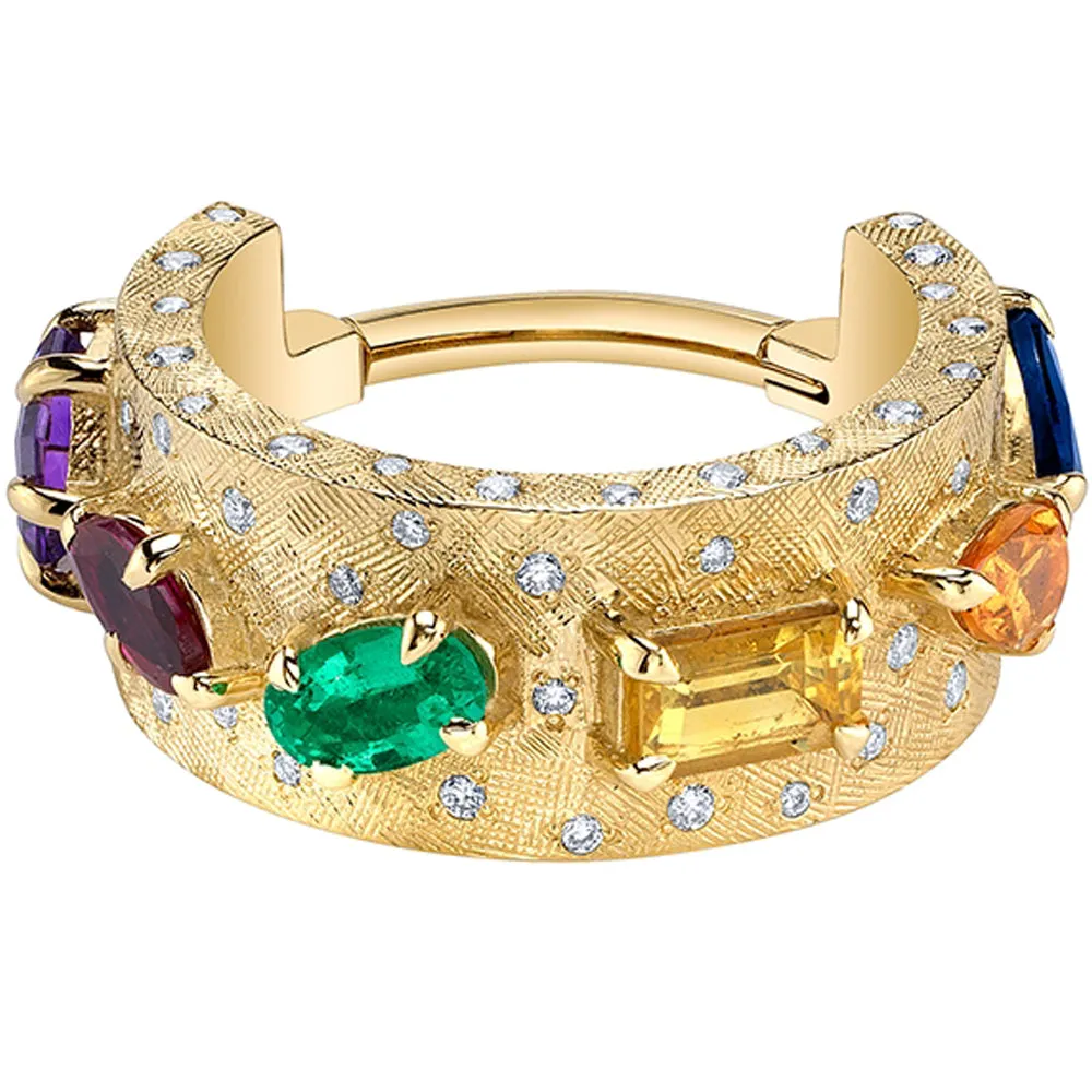 The Inevitable Cuff Hinge Ring in Gold with Genuine Gemstones