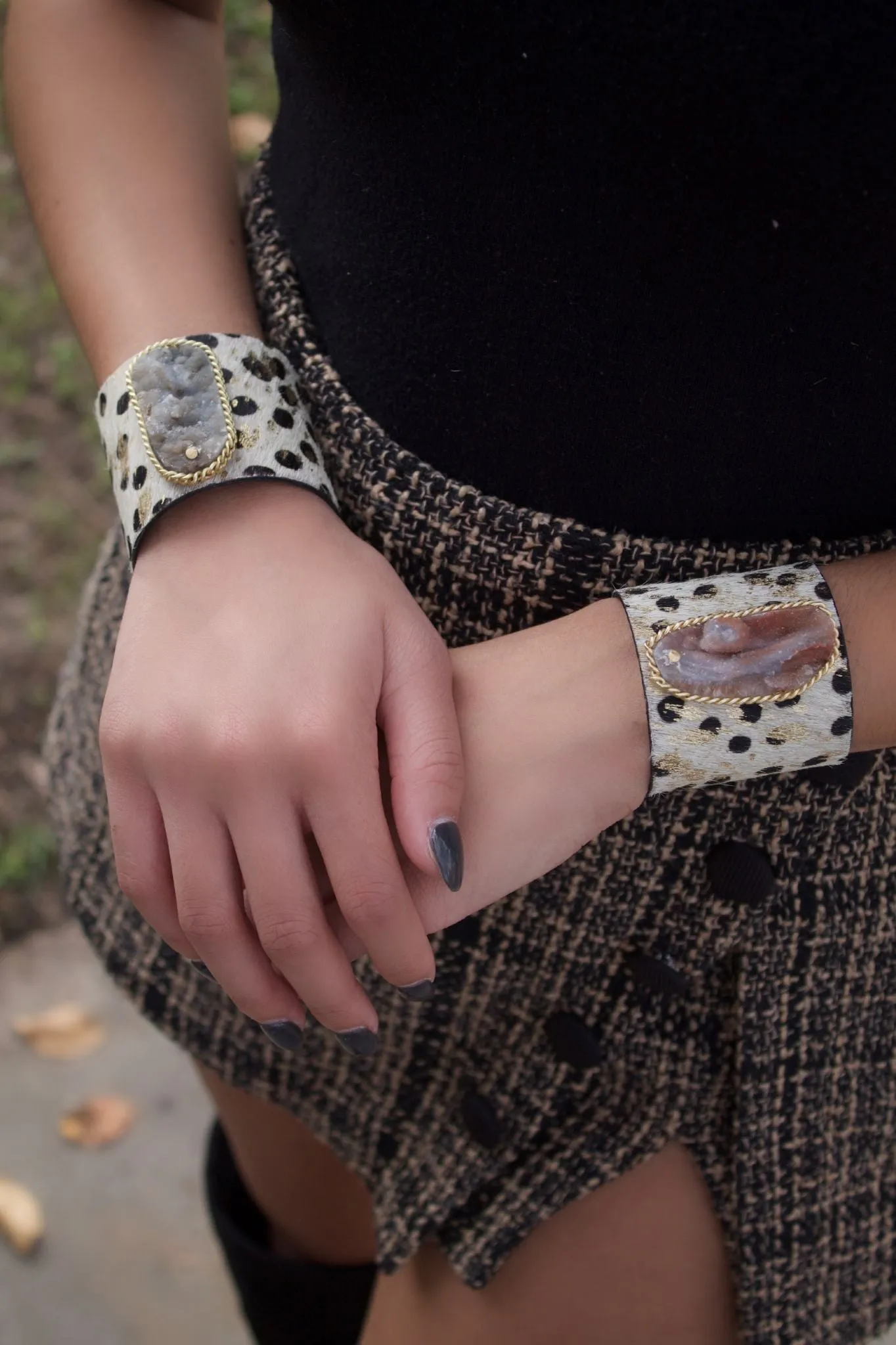 The Sysana Cheetah Print  Druzy Cuff Collection