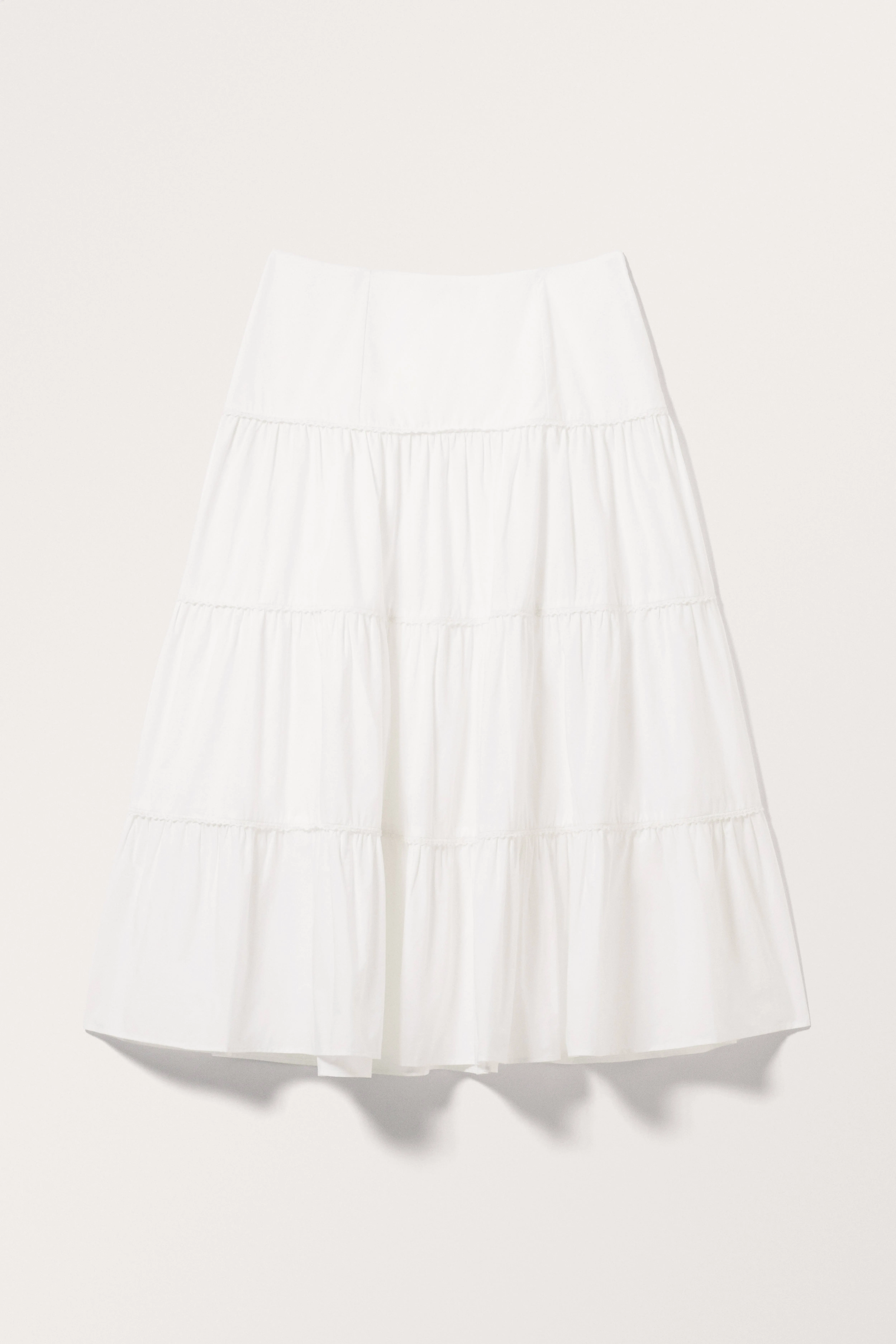 Tiered Midi Poplin Skirt - Low waist - Midi - White - Ladies | H&M GB