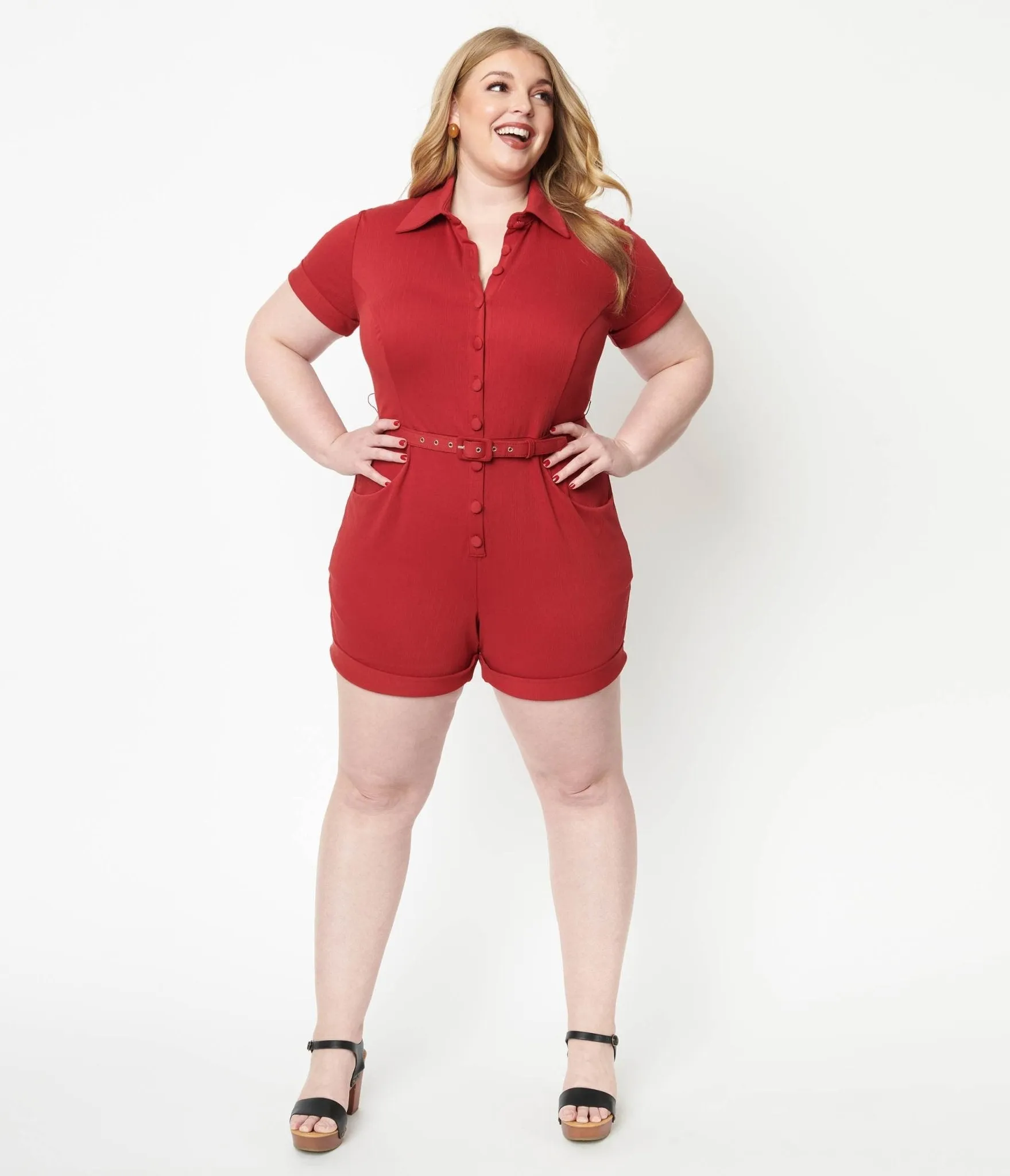 Unique Vintage Plus Size Red Patsy Romper