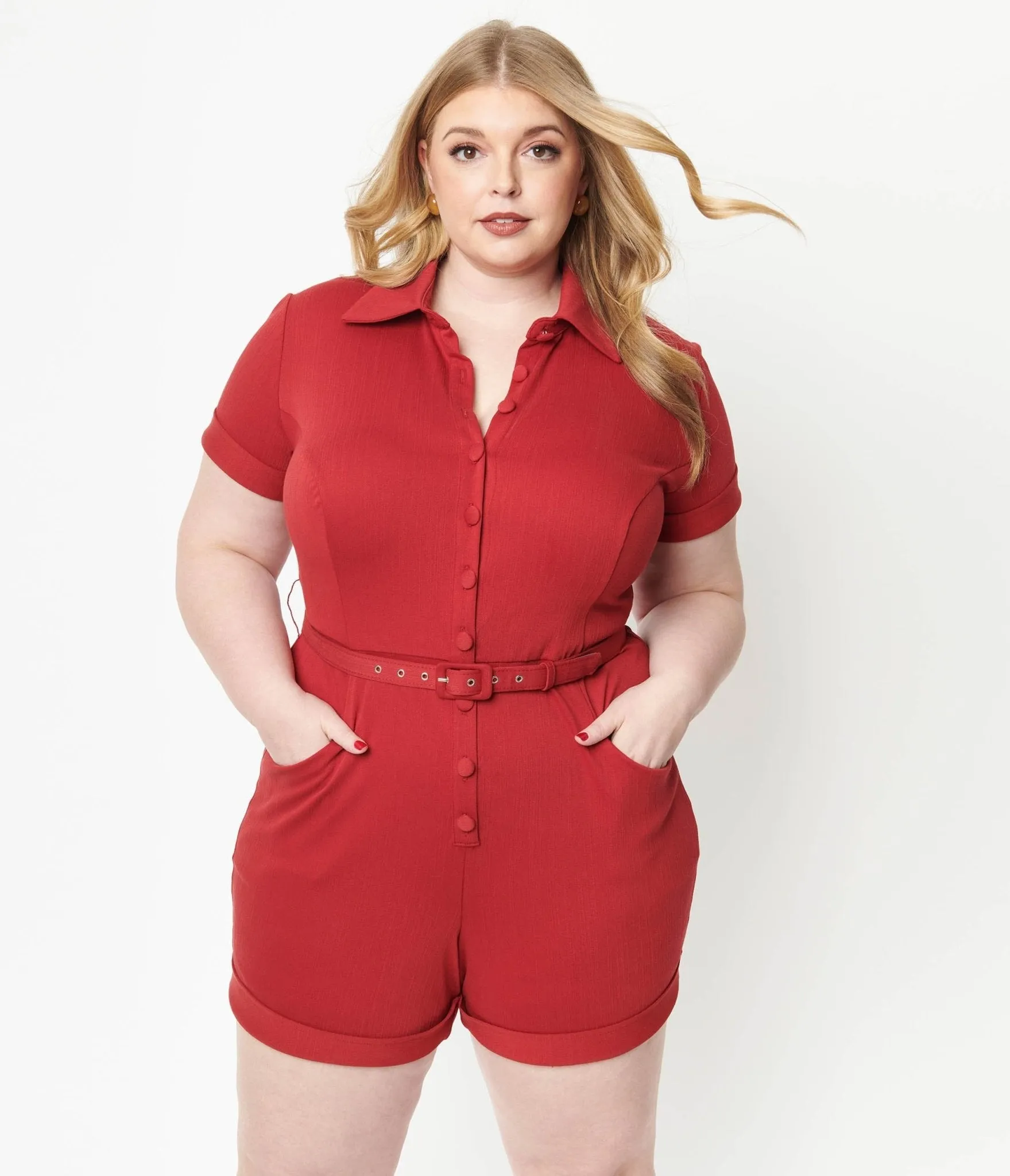 Unique Vintage Plus Size Red Patsy Romper