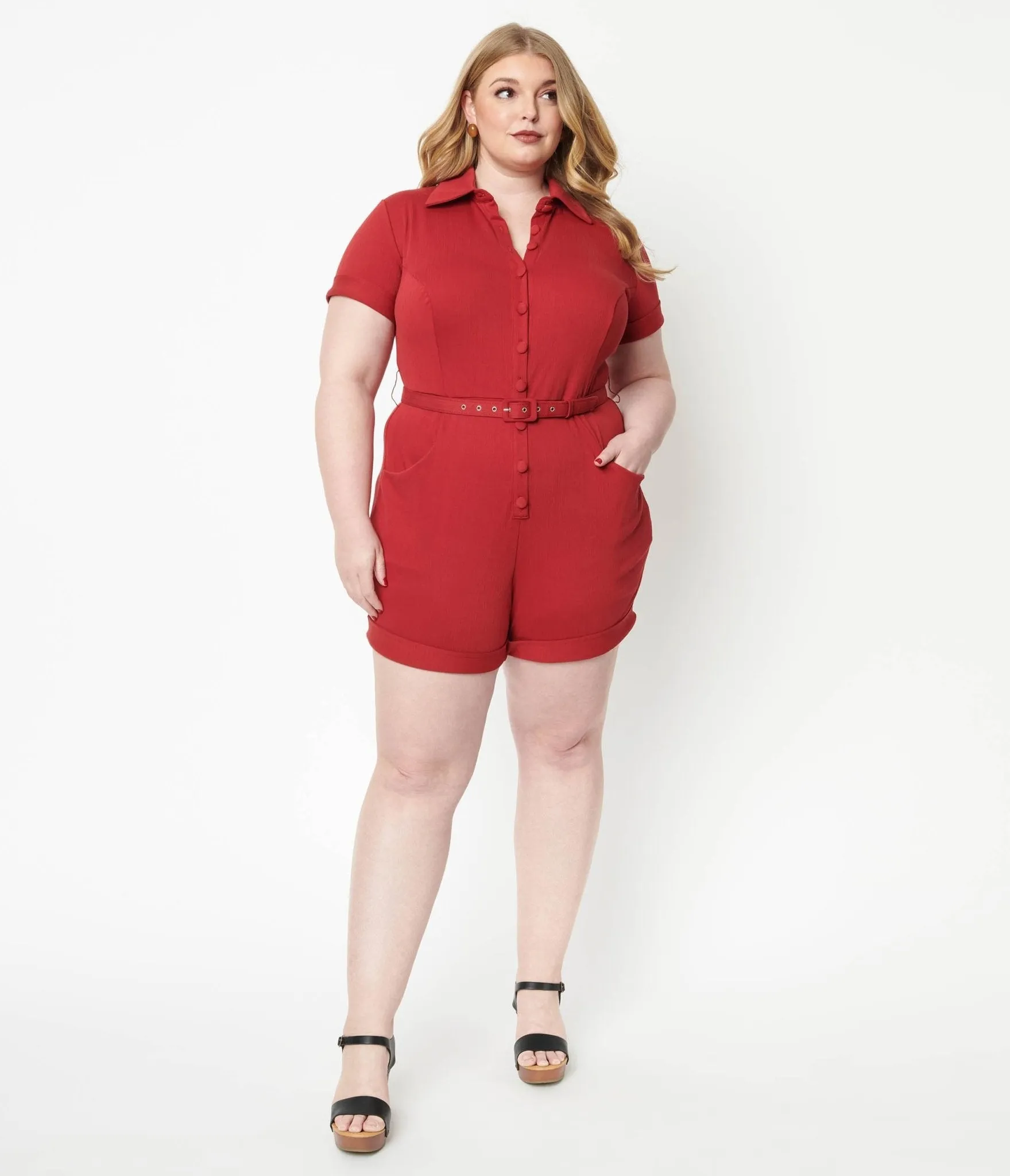 Unique Vintage Plus Size Red Patsy Romper