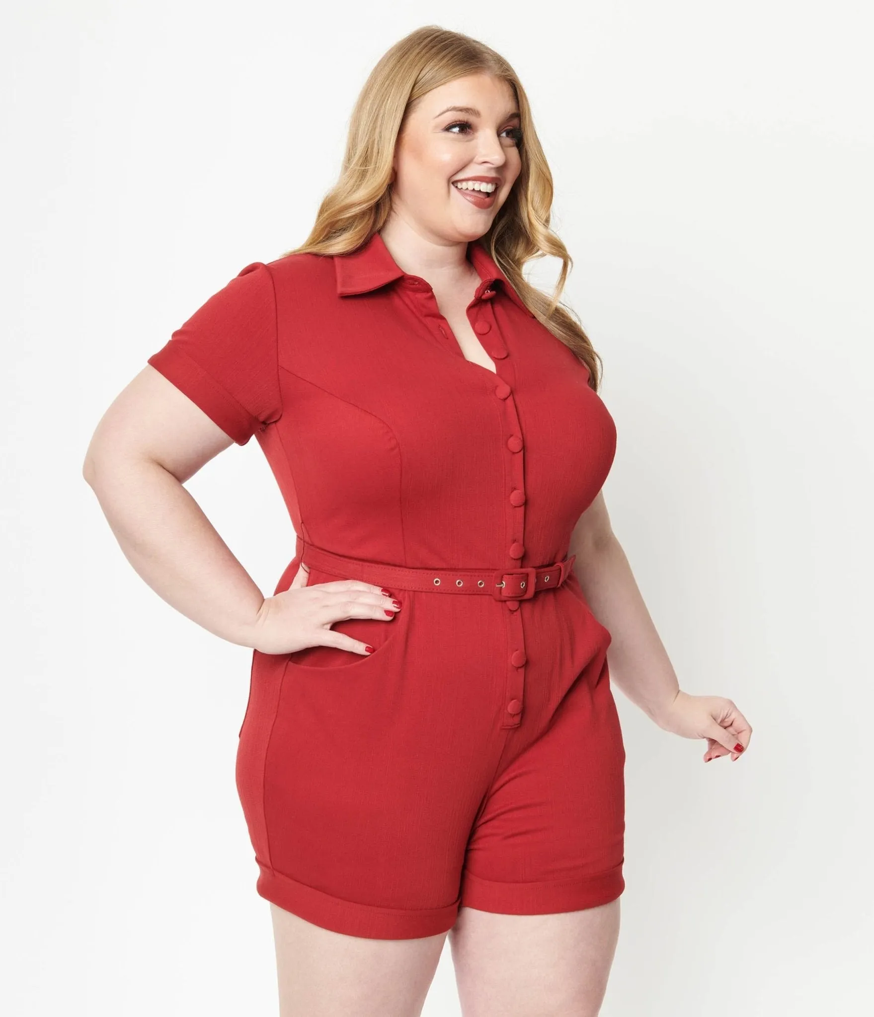 Unique Vintage Plus Size Red Patsy Romper