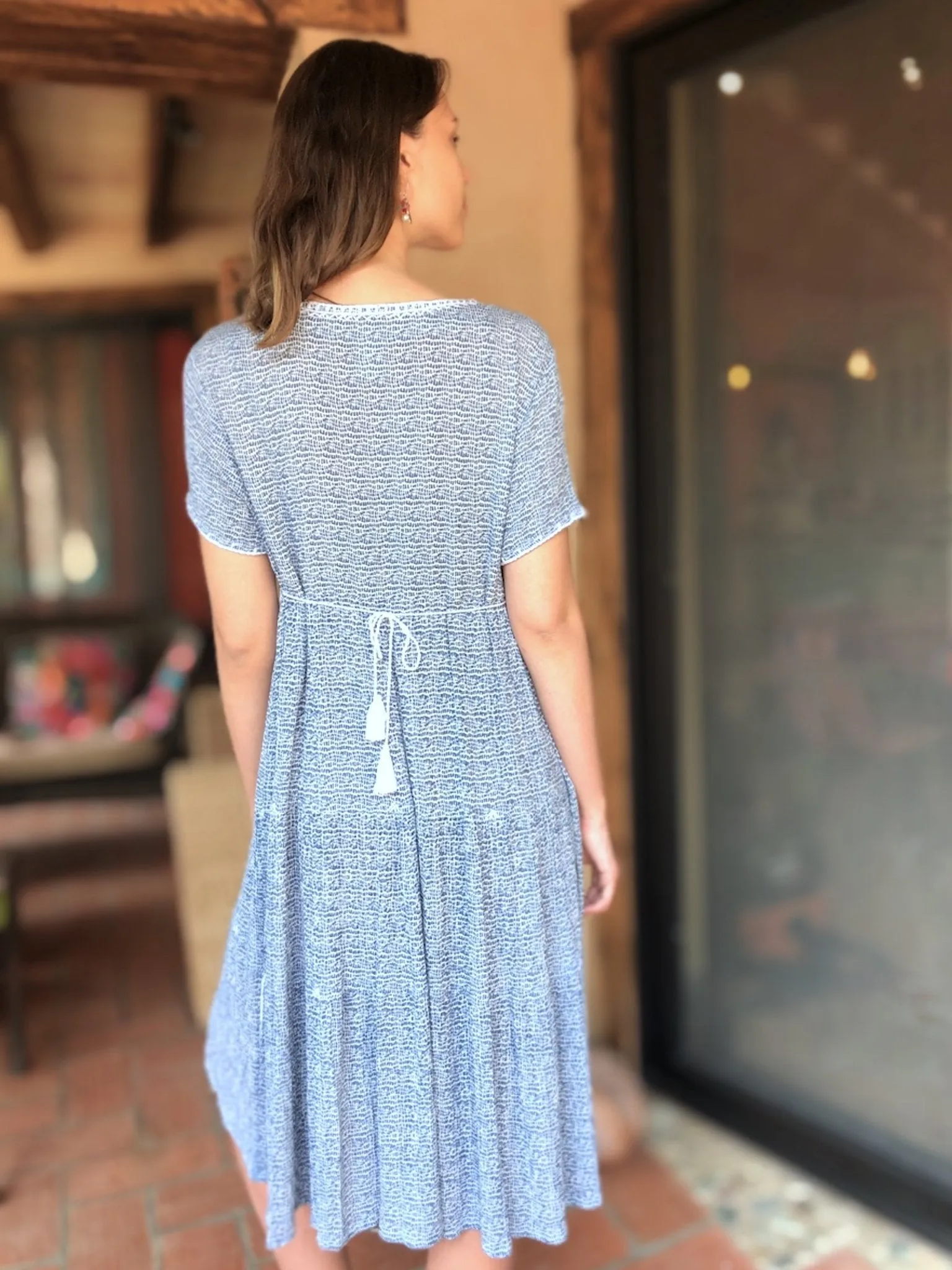 Valeria Blue Tiered Midi Dress