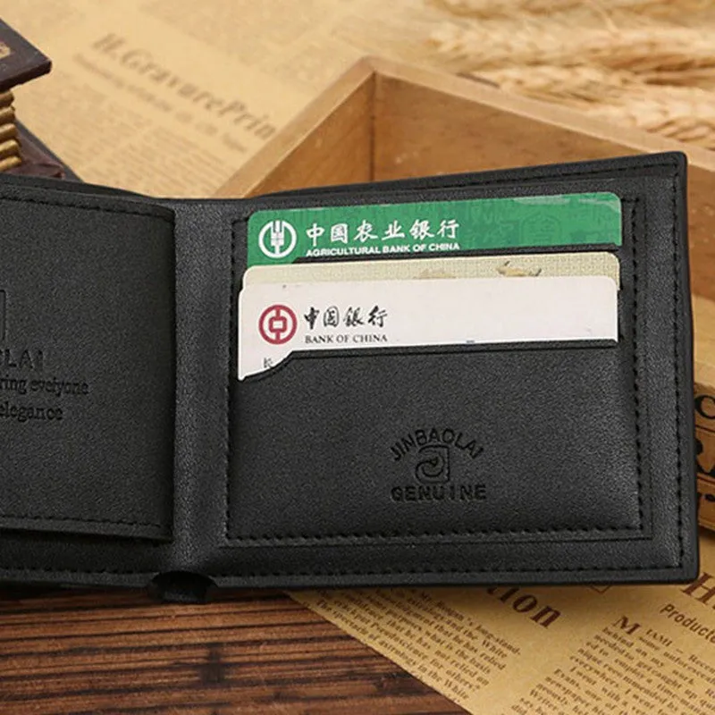 Wallet Men Luxury PU Leather Credit/ID Card Holder Black Purse Mini Wallet bolso masculino