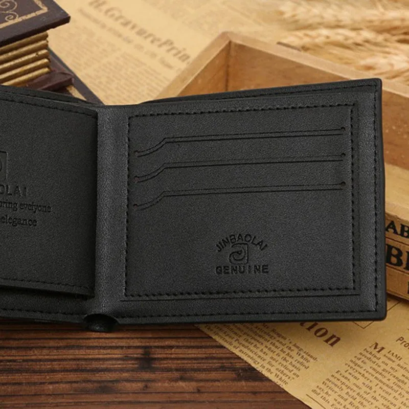 Wallet Men Luxury PU Leather Credit/ID Card Holder Black Purse Mini Wallet bolso masculino