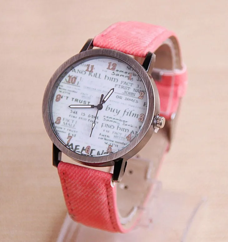 Watch spaper Design PU Leather Watch Women Men Quartz Hour Women Dress WristWatch