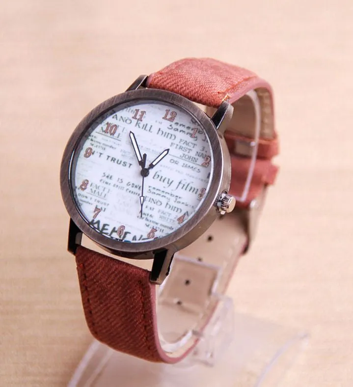 Watch spaper Design PU Leather Watch Women Men Quartz Hour Women Dress WristWatch