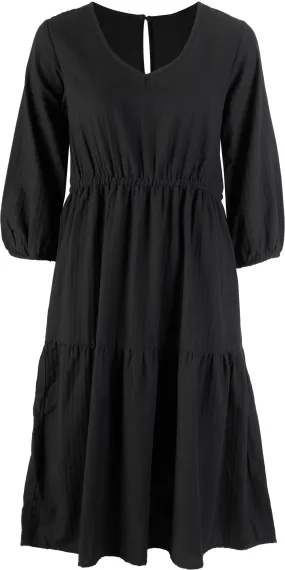 Women's Tiered Cotton Midi Dress in Black | Postie