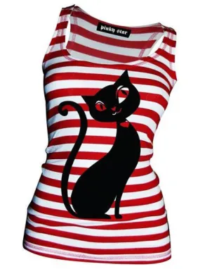 Women's Kitty Cat Racerback Tank (Red/White)