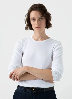 Women's Ribbed Long Sleeve T-shirt in White