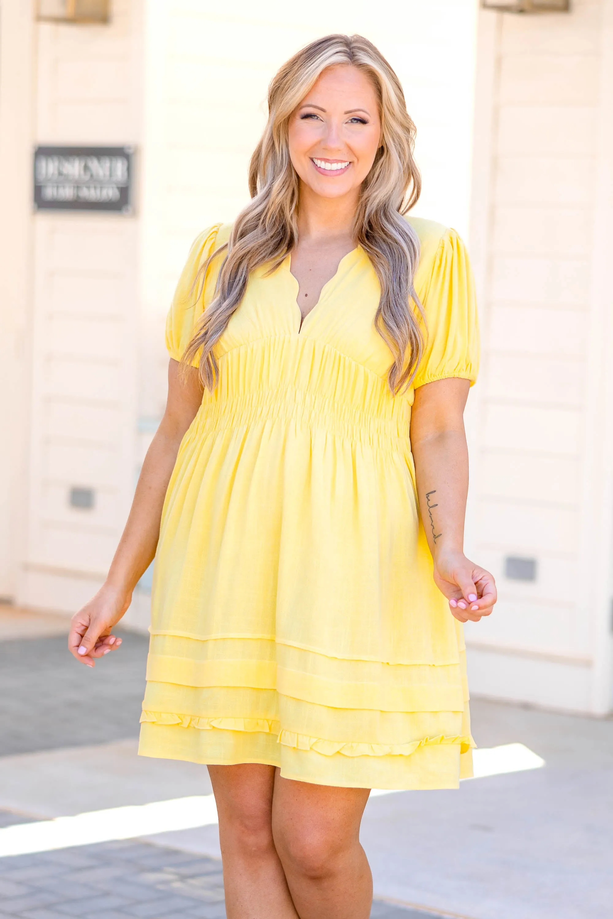 Wrap Me Up Dress, Yellow